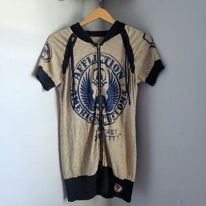 Affliction American Customs Long  Hooded Vest.